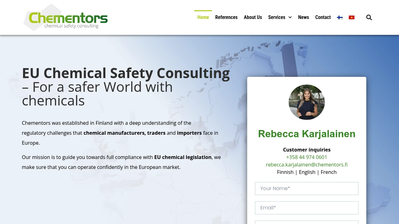 Screenshot of Chementors website