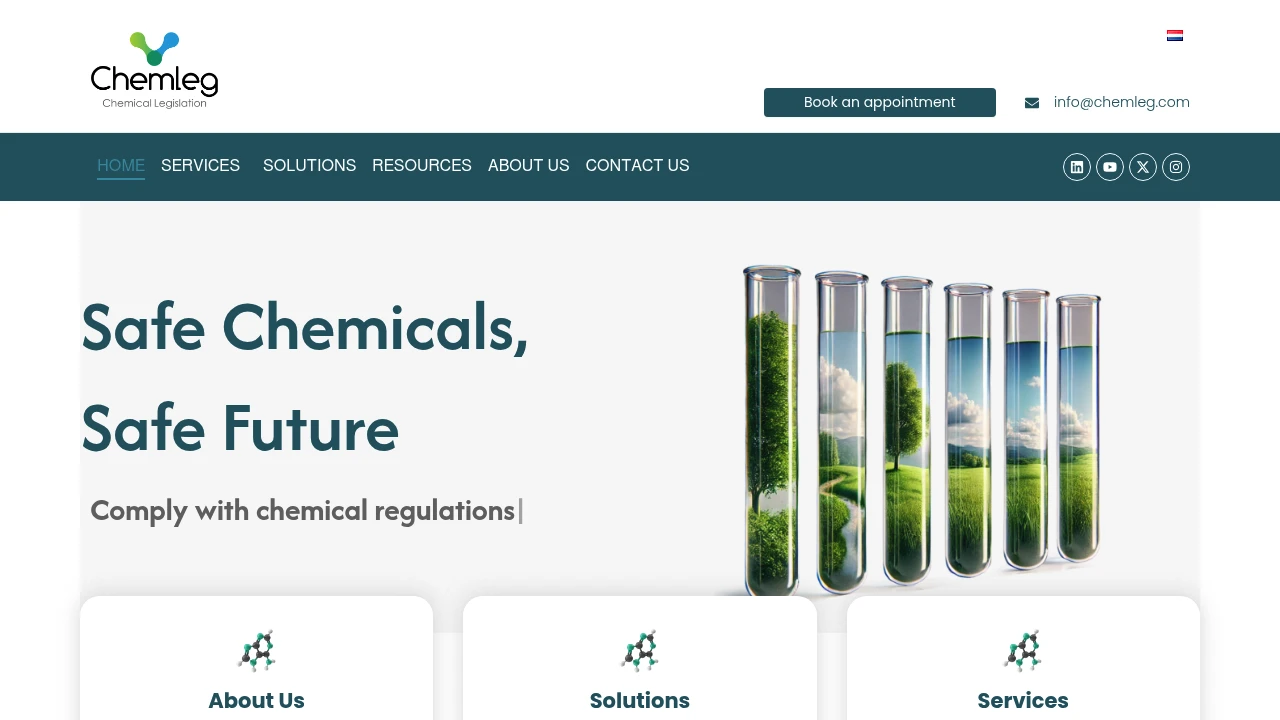 Screenshot of Chemleg Europe website