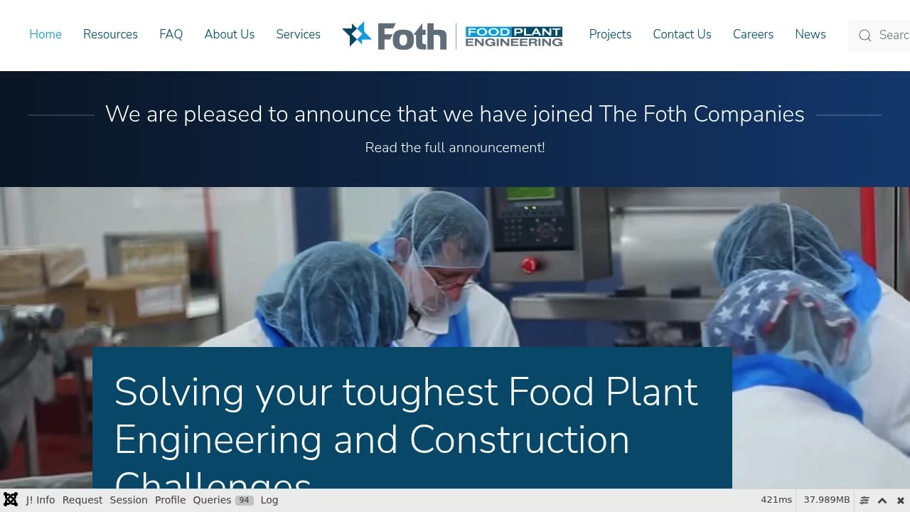Screenshot of Foth / Food Plant Engineering website