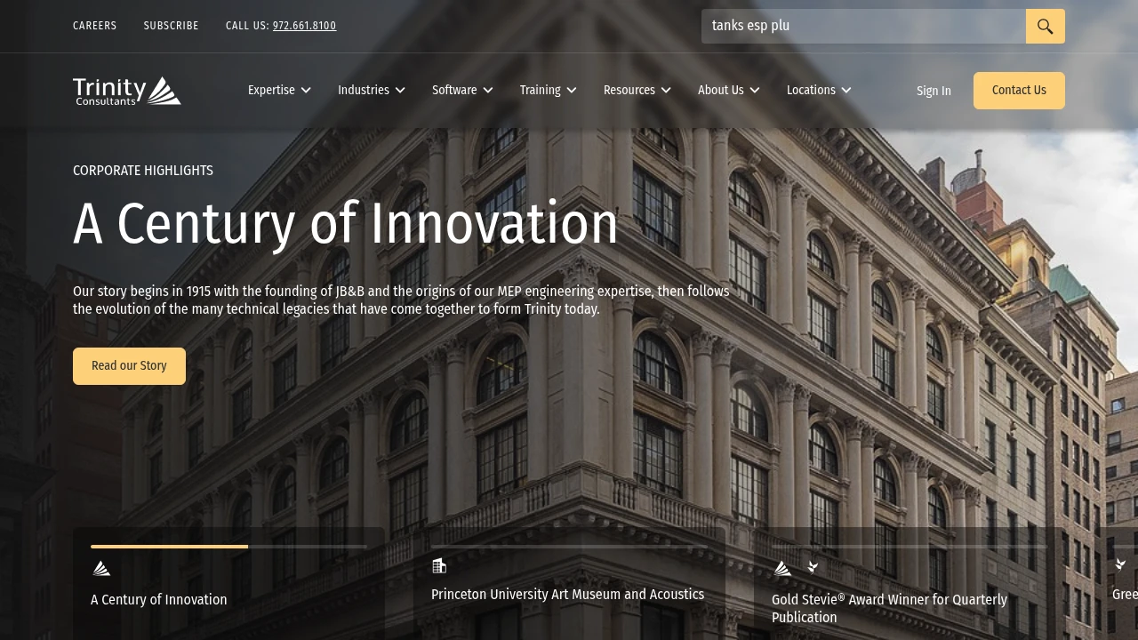 Screenshot of Trinity Consultants website