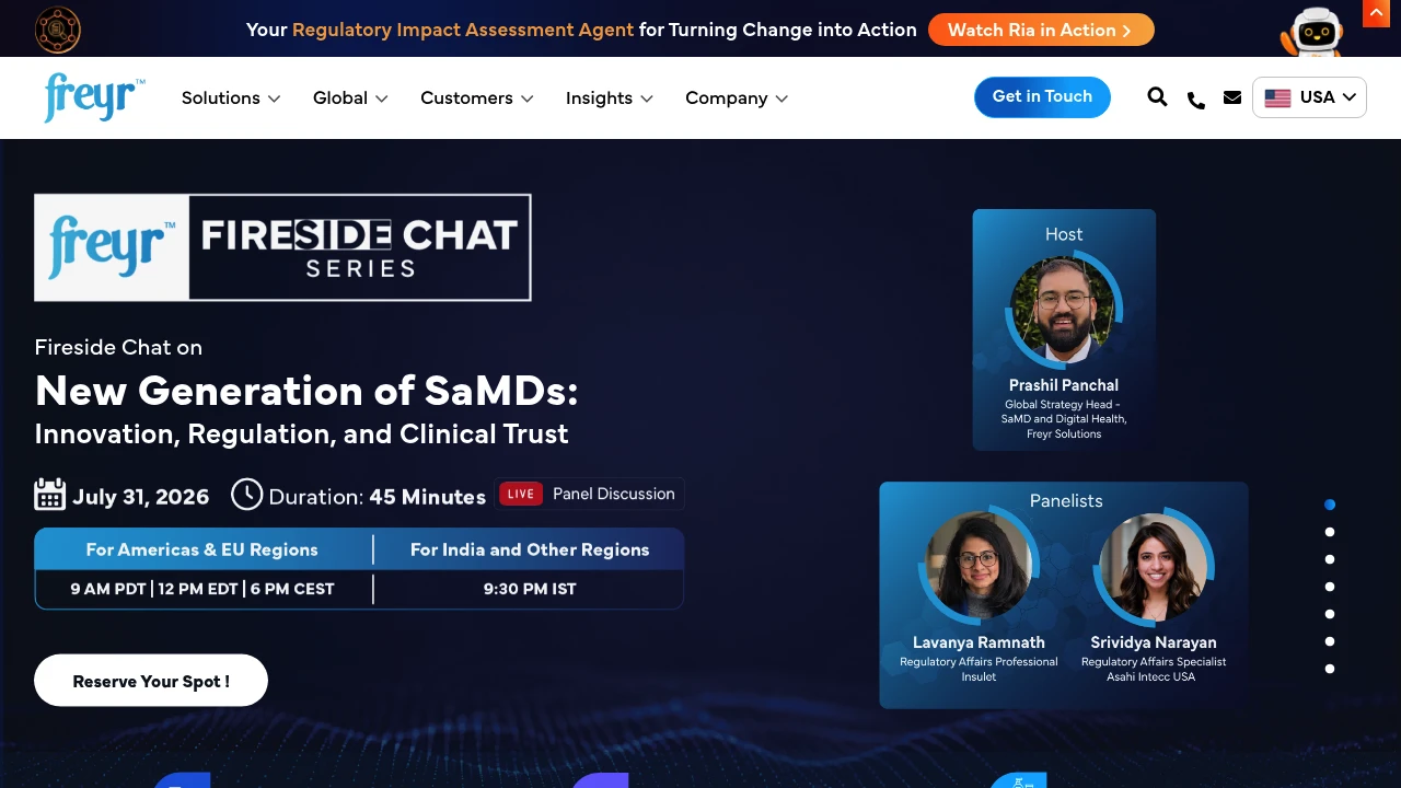 Screenshot of Freyr Solutions website