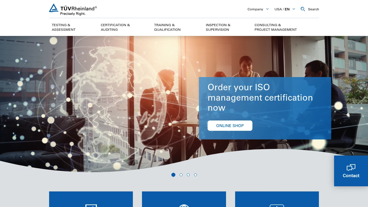 Screenshot of TÜV Rheinland website