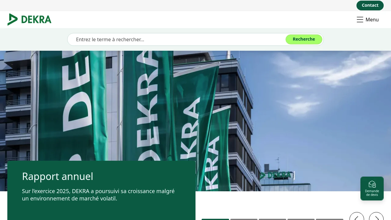 Screenshot of DEKRA France website