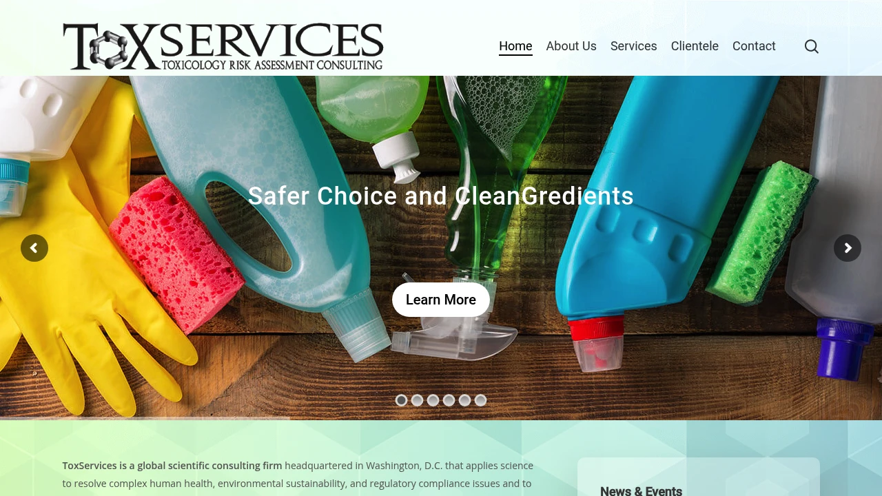 Screenshot of ToxServices website