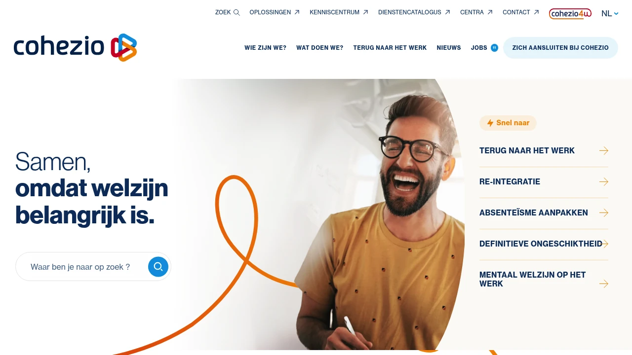 Screenshot of Cohezio website