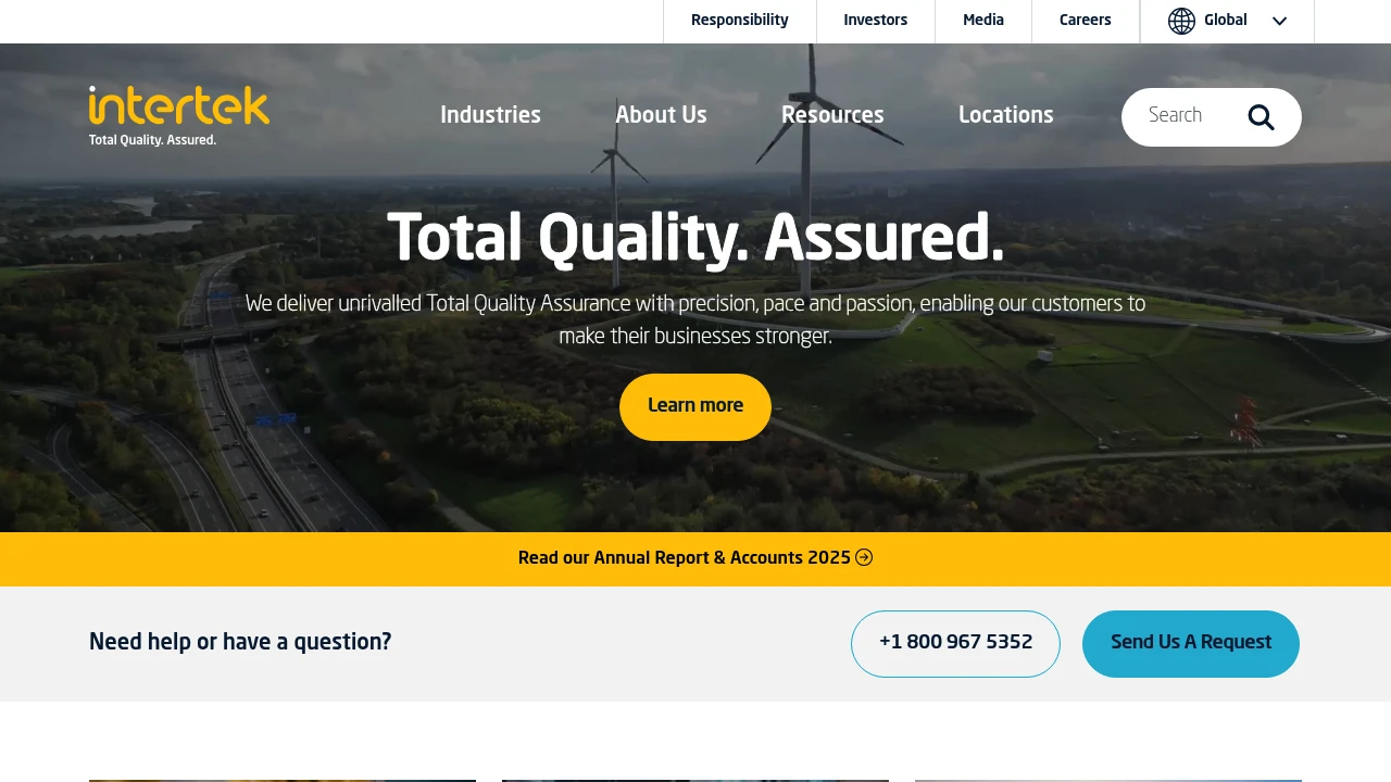 Screenshot of Intertek website