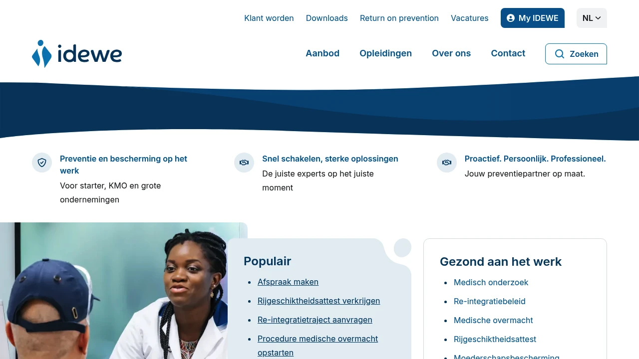 Screenshot of IDEWE website
