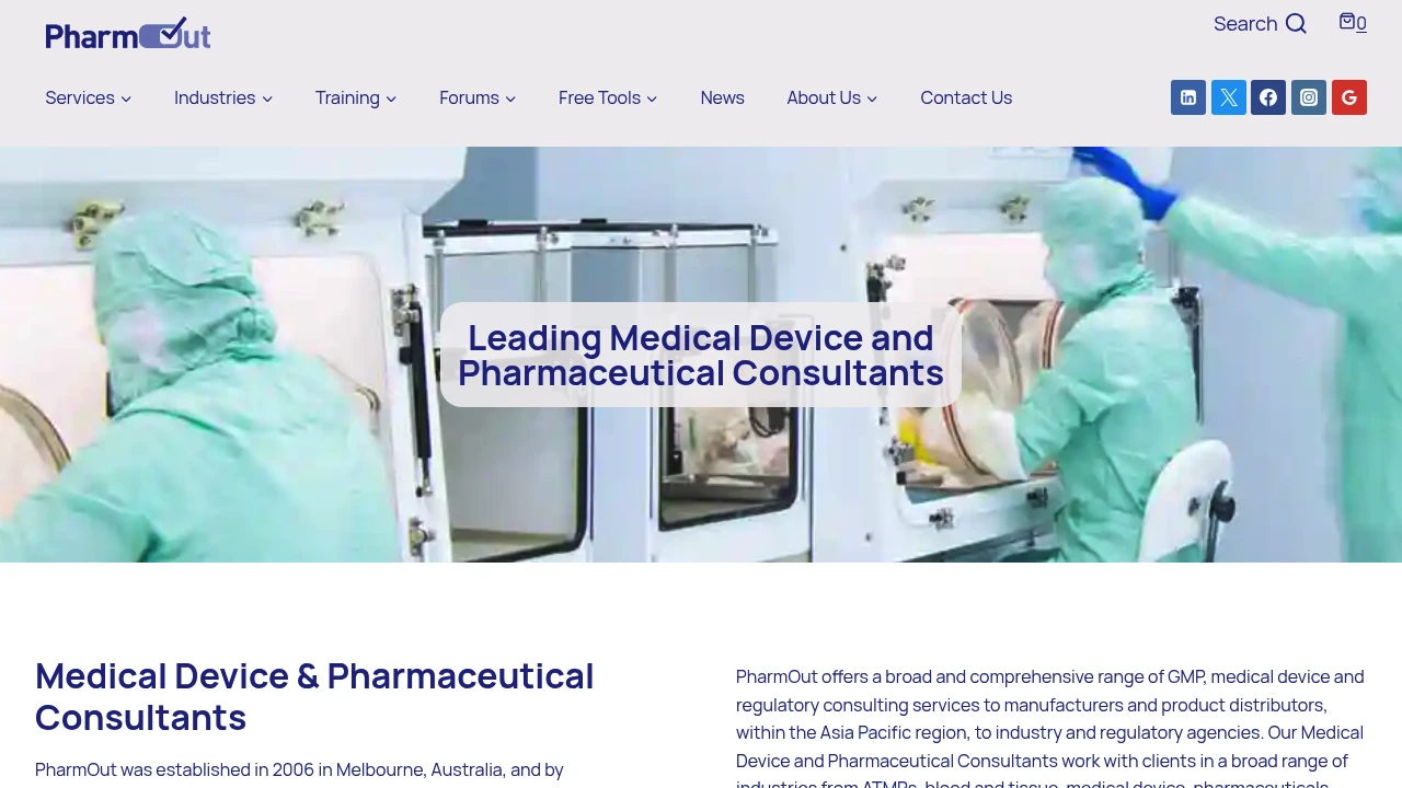 Screenshot of PharmOut website