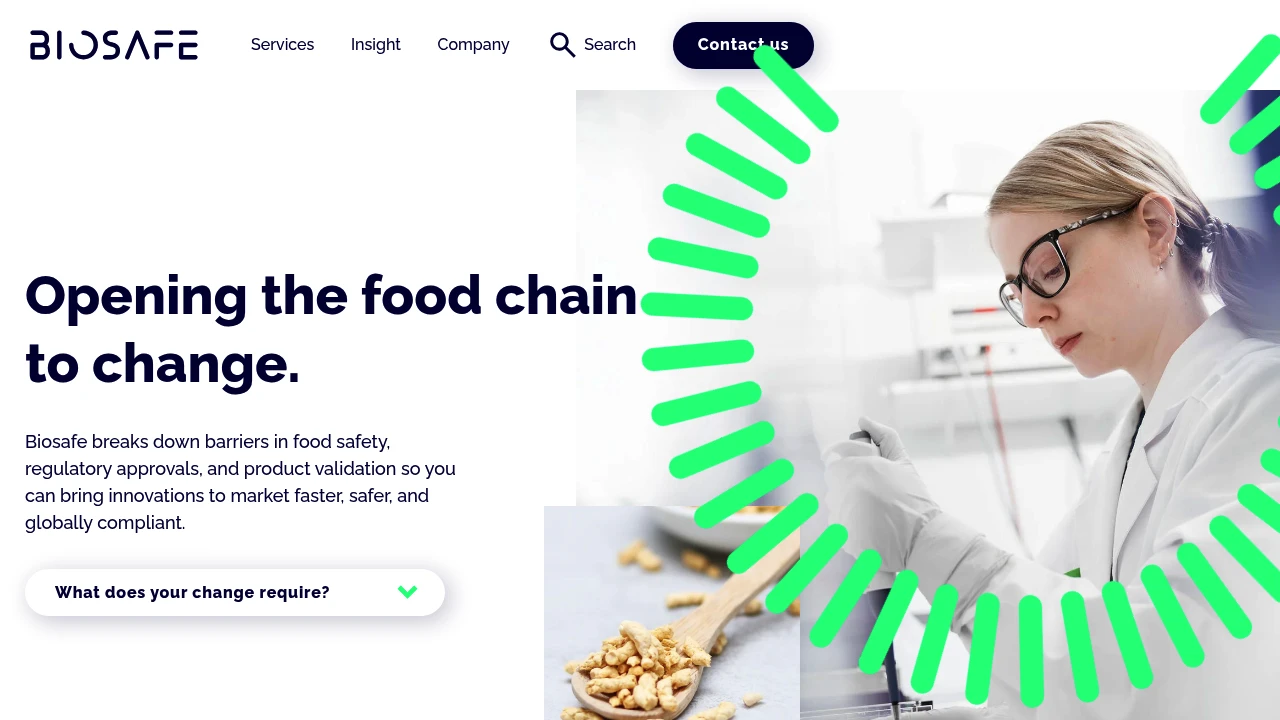 Screenshot of Biosafe website