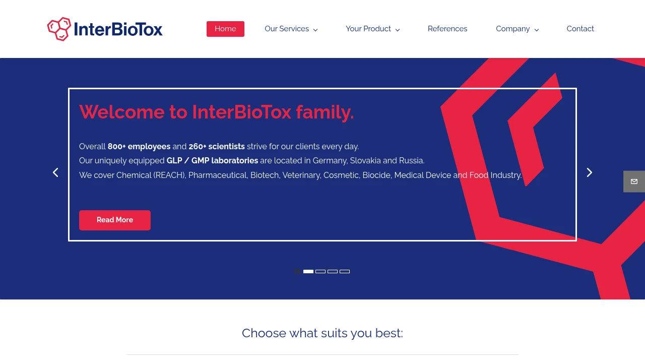 Screenshot of InterBioTox website